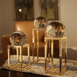 Boule de cristal transparent OEM/ODM, luxe européen, avec support en métal, pour décoration de maison, nouvel arrivage, à la mode,