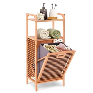 Extraíble de bambú cesta de lavandería de listones marco ahorro de espacio con <span class=keywords><strong>estante</strong></span> - Product Image 2