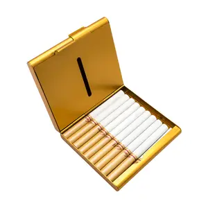 가장 뜨거운 주문 2 격실 담배 케이스 금속 + 개인화된 금은 알루미늄 담배 상자를 채웠습니다