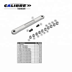 Đài Loan Calibre 1/4 "-3/8" DIY OEM mở rộng Ratchet ổ đĩa và cấu hình thấp ổ cắm thiết lập chuỗi ổ đĩa mở rộng cờ lê - Product Image 2