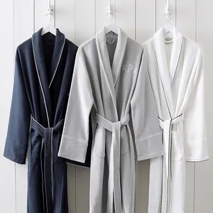 Bata de baño de algodón para hombre y mujer, albornoz largo de lujo, estilo kimono, ligero, unisex