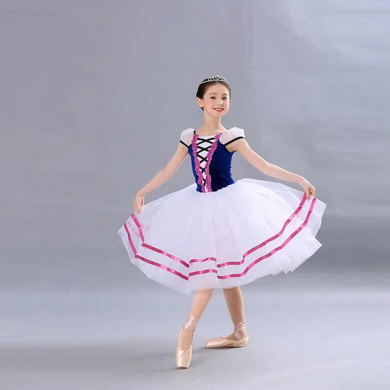 Vendita calda Delle Ragazze di Ballo del Tutu di Balletto Professionale del Vestito di velluto di ballo di usura di colore rosa caldo del fiore costume prestazioni