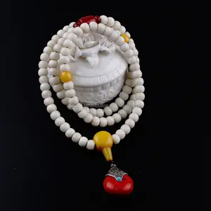 Proveedor de garantía comercial de alibaba, mantra repetition Chanting, 8*6mm, tuerca de tagua auténtica, Rosario sagrado, collar, joyería