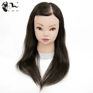 Mannequin Head for Human Hair Training 18inch Black For Beauty Academy Hairdressing Bleach Cut Professional Styling Head Dummy