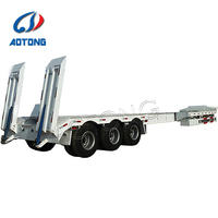 Semi-remorque à plateau surbaissé extensible robuste de 40 à 60 tonnes, remorque télescopique de 14 à 20 m en acier