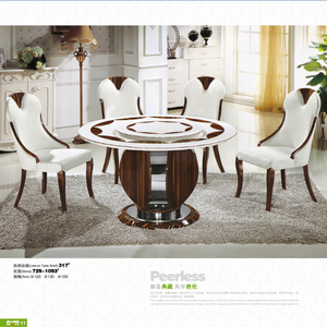 Luxe classique style marbre comptoir table à manger ensemble pour villa - Product Image 3