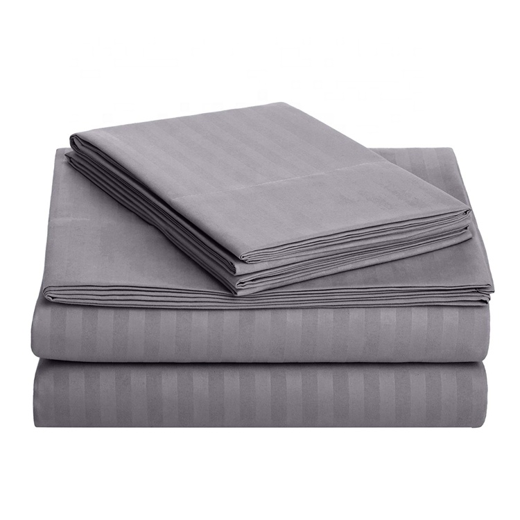 Drap de lit à rayures en microfibre brossé, 4 pièces, vente en gros, 1800