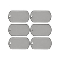 Placa de Identificación para Perro de Acero Inoxidable en Blanco con Cadenas y Silenciador de Goma Negra
