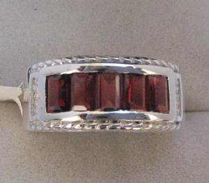 Stylish Women's Sterling Silver Gemstone <b>Ring</b> Cute Emerald Cut Natural <b>Garnet</b> Tension Set Rhodium Plating Engagement Fine - Product Image 1