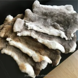 Tanned rex rabbit skin fur pelt in natural color