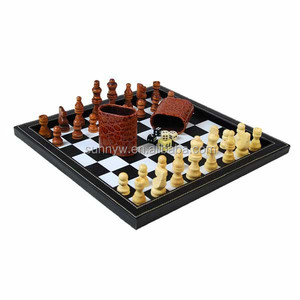 Personalizzato Portatile di Cuoio DELL'UNITÀ di elaborazione di Scacchi Gioco Da Tavolo Da Viaggio Set di Scacchi <span class=keywords><strong>Dama</strong></span> Pezzi Set - Product Image 4