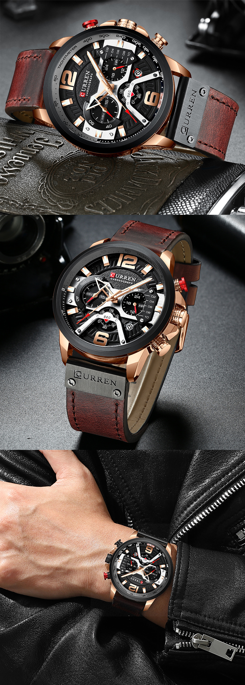 CURREN 8329 Casual Sport Watches for Men Blue Luxury Leather Wrist Watch Man Clock Fashion Chronograph Wristwatch
