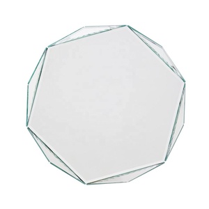 Mesa auxiliar con espejo para sala de estar, mueble con cilindro hexagonal de 3 capas, con espejo plateado - Product Image 6