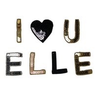 Grandes perles perlées paillettes fleur lettre Alphabet Chenille broderie appliques patchs fer à repasser pour vêtements