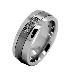 His & Hers en acier inoxydable <span class=keywords><strong>de</strong></span> Valentine Promise Couple anneau Wedding Band - Product Image 1