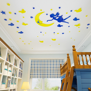 Ragazza con la luna soffitto autoadesivo della <span class=keywords><strong>parete</strong></span> per i bambini camera dei bambini camera <span class=keywords><strong>da</strong></span> letto della <span class=keywords><strong>parete</strong></span> decori lune - Product Image 3