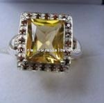 แหวนเงินวินเทจพร้อมอัญมณีซิทรีนและโกเมนสำหรับการหมั้นงานแต่งงานหรืองานเลี้ยงครบรอบ - Product Image 2