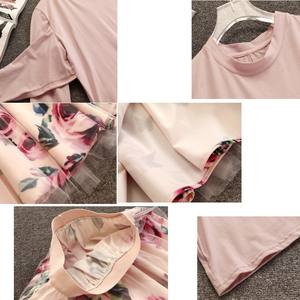 Set Elegante da Donna Primavera Autunno, Top a Maniche Lunghe e Gonna in Rete, Completo Due Pezzi E392, Casual <span class=keywords><strong>Maxi</strong></span> Tinta Unita - Product Image 4