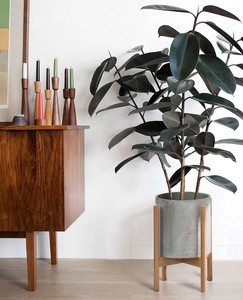 Supporto per Vaso di Fiori in Ceramica con Base in <span class=keywords><strong>Legno</strong></span> di Bambù Regolabile, Decorazione per Casa e Giardino - Product Image 1