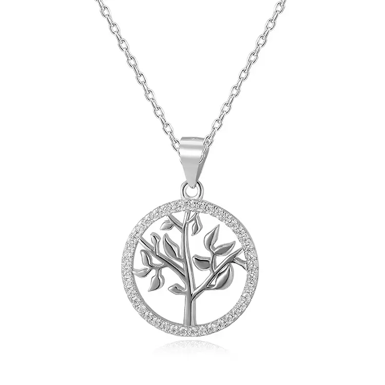 POLIVA Wholesale Fashion Stylish Cherish S925 Engraved Loving Family Silver Tree Pendant