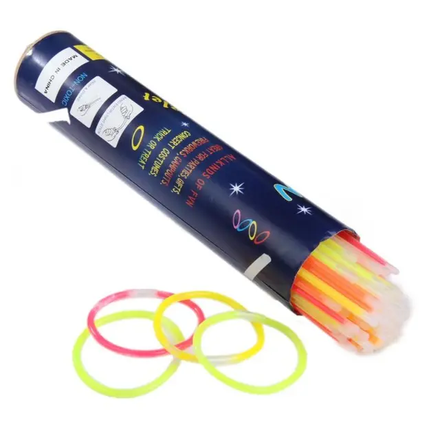 Glowsticks com conectores de 8 ", brilho de cores mistas, pacote de festas, conectores para fazer pulseiras, óculos, flores e mais, 100