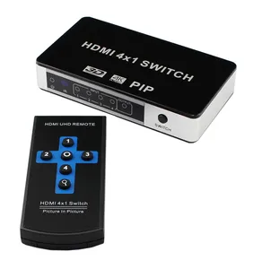 HDMI Switch mulus dengan PIP mendukung 4K HDMI V1.4 HDCP ARC CEC 4 port dengan remote control IR untuk firesick, Roku