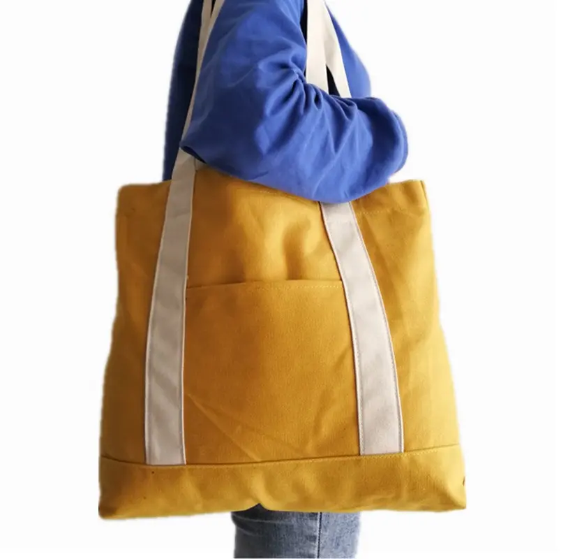 2019 de moda de alta calidad de 10oz reutilizables de lona bolsa de compras con mango largo