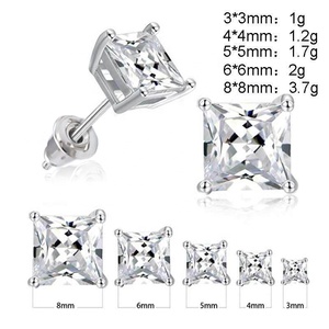 Caoshi <strong>Pretty</strong> Silver Plated Wedding <strong>Earrings</strong> Jewelry Princess Cut Cubic Zirconia Wedding <strong>Earrings</strong> for Brides - Product Image 2