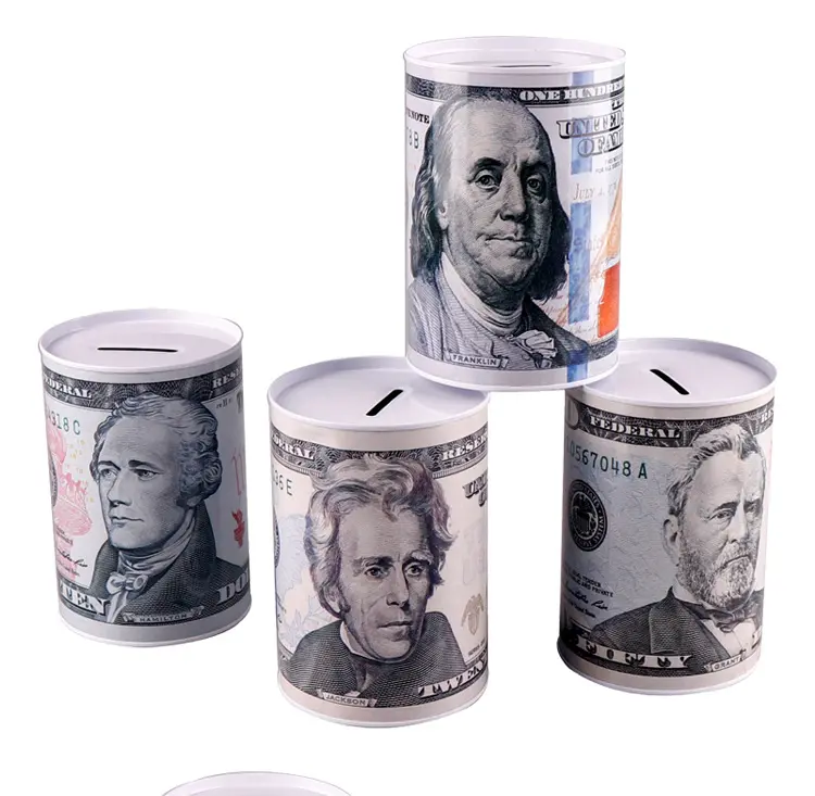 Копилка Topsthink в виде доллара США, металлическая Копилка 8,5*12,5, копилка с узором 10, 20, 50, 100 долларов