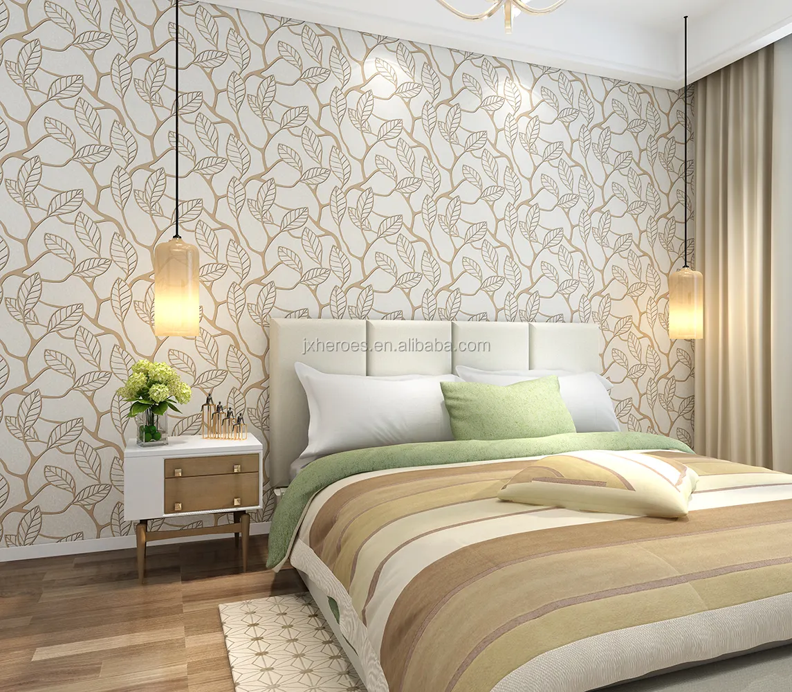 Fresh Natural Leaf Pattern Vinyl Living Room Bedroom Decorative Wallpaper