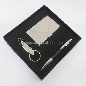 Premium Naam Card Case Sleutelhanger Pen Metalen Relatiegeschenk Set