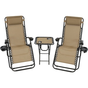 Césped, Patio, jardín, fábrica al por mayor, barato, relax, Camping, Gravedad Cero, silla reclinable plegable, 2 <span class=keywords><strong>tumbonas</strong></span> de <span class=keywords><strong>playa</strong></span> y 1 Juego de mesa - Product Image 1