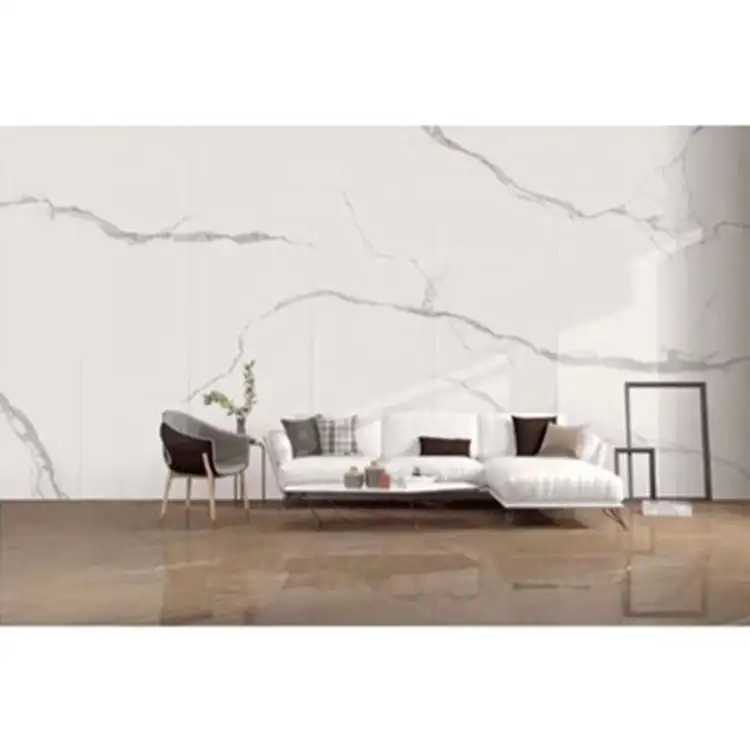 Moderne Grote Size Carrara Calacatta Wit Quartz Marmer En Graniet Look Gepolijst Platen Porselein Vloertegels