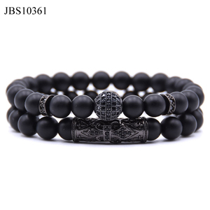 Gemstone CZ Pave Charm Set di gioielli da uomo fatti a mano con perline Set di braccialetti naturali di nuovo stile, zirconi di agata di braccialetti