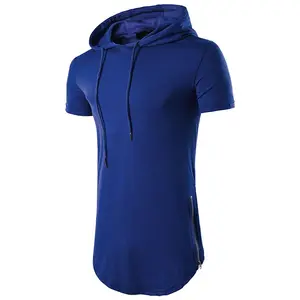 Men's Hoodies Custom Men Workout Hooded Tank Tops Wholesale Hot Sale Blank Short Sleeve Hoodie For Men Hooded T-shirt