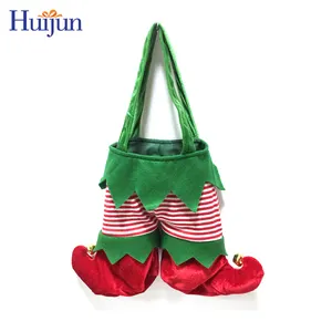 Christmas Crafts Wholesale Elegant Velvet Christmas Elf Pants Wine Bottle Cover Candy Gifts Bags Xmas Decoration Party Decorated