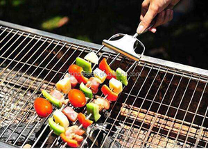 Customized Barbecue Accessories Stainless Steel BBQ <strong>Skewer</strong> Grill <strong>Metal</strong> Meat <strong>Skewer</strong> With Slider - Product Image 3