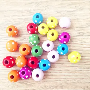 Environmental Painted Colourful Cheap Kids DIY Wooden Beads