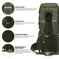 50 litres tactique étanche cadre interne sac à dos doublure en Polyester pour la chasse tir Camping randonnée avec housse de pluie