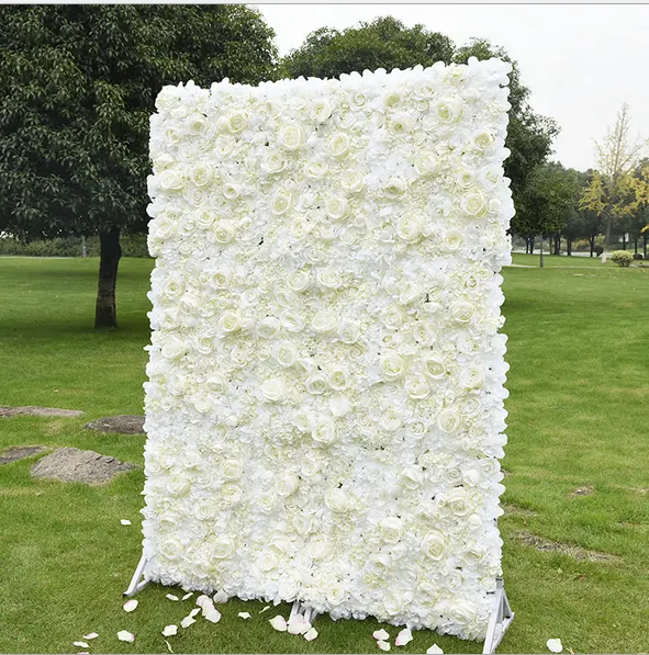 White flower wall wedding decoration silk rose background flower for artificial flower wall