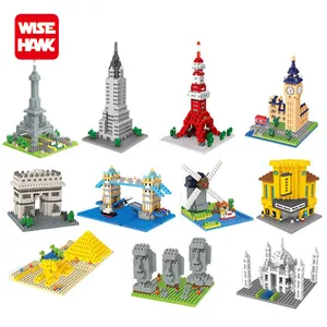 Wisehawk eğlenceli plastik elmas yapı taşı ünlü mimari modeli eğitici oyuncaklar toptan için