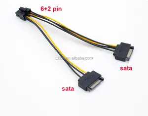 Adaptor Kabel Daya Kartu Video, Kartu Daya SATA 2 Ke 8 Pin (6 + 2) PCI Express PCI-E