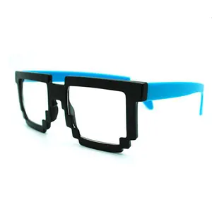 Lunettes de soleil geek UV 400, monture de cristal en forme de Pixel, verres solaires carrés, 2022 8 bits