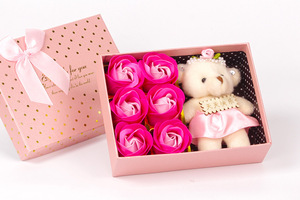 2018 vendita calda 6 fiore di sapone rosa con orso per san valentino - Product Image 2