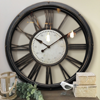 Reloj de pared de plástico Vintage redondo decorativo antiguo de gran tamaño