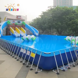 चीन ऊपर जमीन धातु फ्रेम स्विमिंग पूल आयताकार धातु फ्रेम पूल विशाल सस्ते धातु फ्रेम स्विमिंग पूल