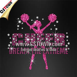 Pink Wort Cheer dream the extreme Grosshandel Strassmotiv Buegelbild HOTFIX Strass und Glitter - Product Image 1
