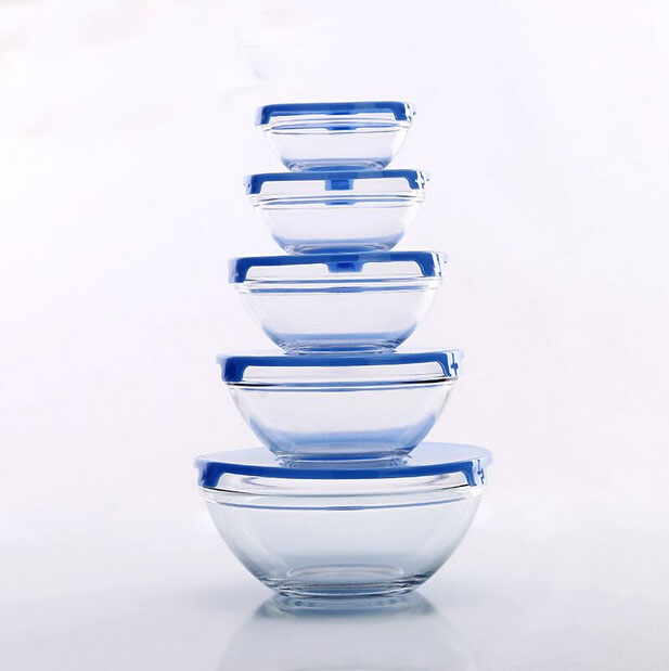 Haonai popular fancy 5pcs glass bowl set