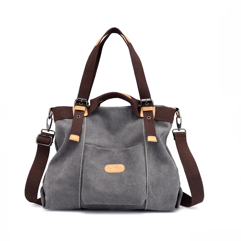 No Label Guangzhou Handbag Canvas Leather Messenger Bag