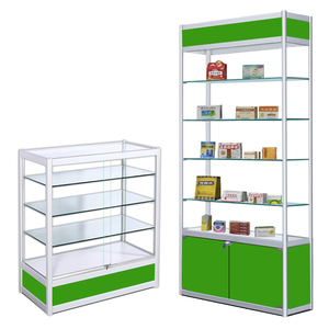 Porta chiudibile a chiave verde legno farmacia Display in vetro da banco in metallo con vano portaoggetti per vetrine - Product Image 6